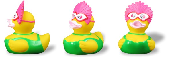Badeente Maskenball - pinke Feder