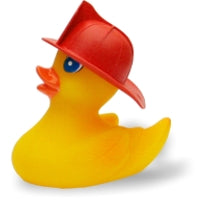 Badeente Agathe mit Feuerwehrhelm