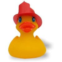 Badeente Agathe mit Feuerwehrhelm